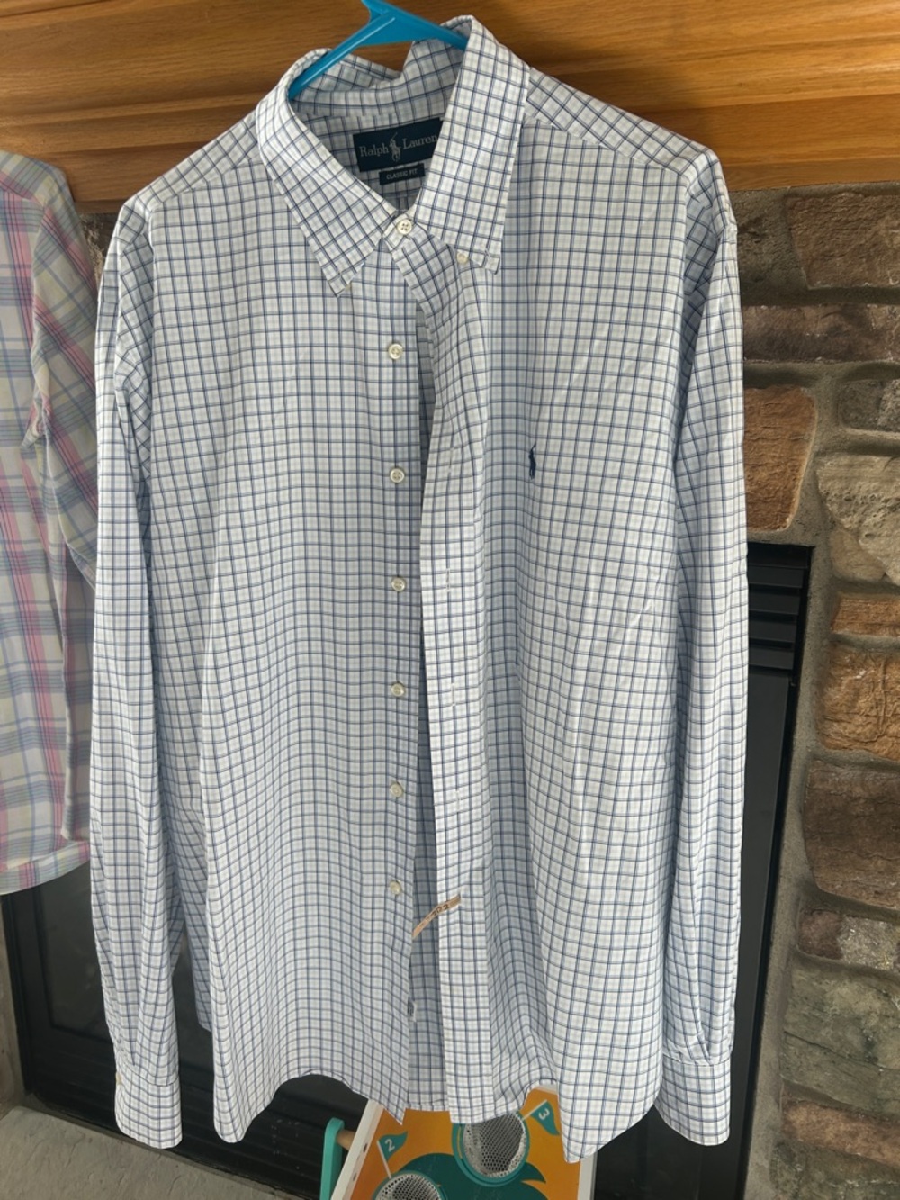 Ralph Lauren White Shirt with Blue Windowpane Check